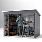 8.5 x 6ft Galvanised Steel Garden Shed with Foundation Kit, Grey