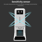 Rehabor A Handsfree Non-contact Body Light-sensitive Distance Sensor Thermometer + 450ml Automatic Non-contact Liquid Soap Spraying Dispenser with Base Mount, Rehabor A