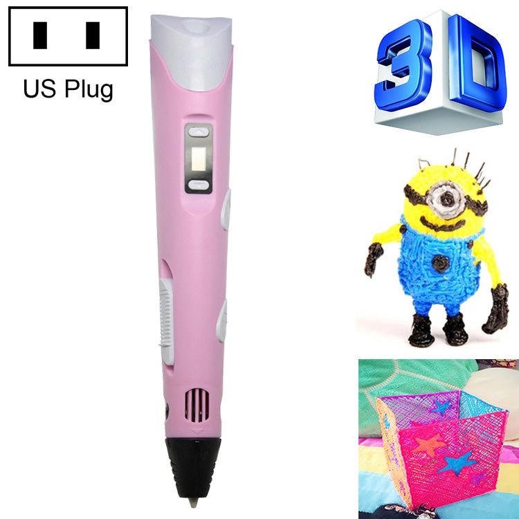 Hand-held 3D Printing Pen, US Plug, US Plug US Plug Pink