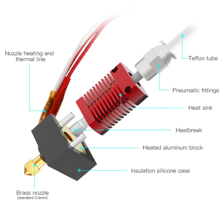 Creality 24V 40W Extruder Nozzle Hot End Kit with Temperature Thermistor & Heating Tube for Ender-3 3D Printer – Durable Build, Easy to Use