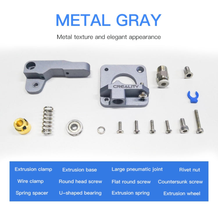 Creality All Metal Silver Block Bowden Extruder Kit for Ender-3 / Ender-3 Pro / Ender-3 V2 / CR-10 Pro V2 3D Printer – Aluminum Alloy