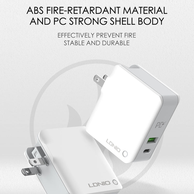 LDNIO A4403C 30W PD + Auto-id Foldable Fast Travel Charger with 1m USB-C / Type-C Cable, AU Plug, with Type-C Cable, 30W with Type-C Cable – TPU