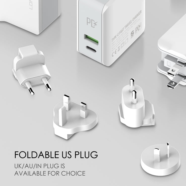 LDNIO A4403C 30W PD + Auto-id Foldable Fast Travel Charger with 1m USB-C / Type-C Cable, AU Plug, with Type-C Cable, 30W with Type-C Cable – TPU