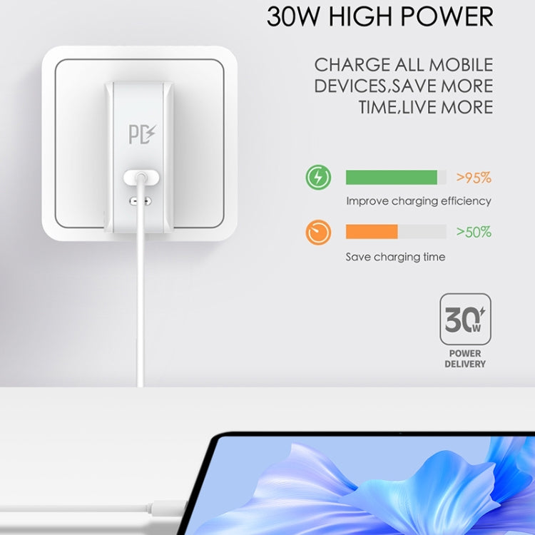 LDNIO A4403C 30W PD + Auto-id Foldable Fast Travel Charger with 1m USB-C / Type-C Cable, AU Plug, with Type-C Cable, 30W with Type-C Cable – TPU