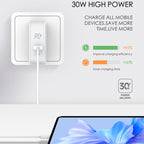 LDNIO A4403C 30W PD + Auto-id Foldable Fast Travel Charger with 1m USB-C / Type-C Cable, AU Plug, with Type-C Cable, 30W with Type-C Cable – TPU