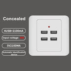 5V 3.1A 4 Ports USB Wall Charger Adapter Dock Station Socket Power Panel, 36V input, 4 Ports USB 2.0