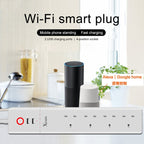 2 x USB Ports + 4 x UK Plug Jack WiFi Remote Control Smart Power Socket Works with Alexa & Google Home, Cable Length: 1.8m, AC 90-265V, UK Plug, 4xUSB + 3xUK Plug(UK Plug)