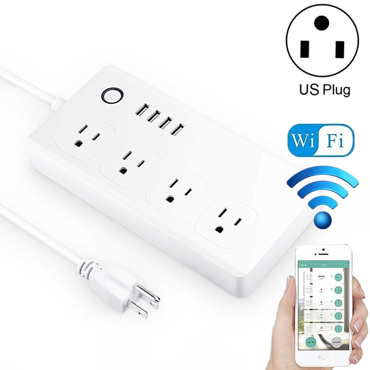 4 x USB Ports + 4 x US Plug Jack WiFi Remote Control Smart Power Socket Works with Alexa & Google Home, AC 110-240V, US Plug, 4xUSB + 4xUS Plug(US Plug) 4xUSB + 4xUS Plug(US Plug)
