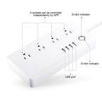 4 x USB Ports + 4 x US Plug Jack WiFi Remote Control Smart Power Socket Works with Alexa & Google Home, AC 110-240V, US Plug, 4xUSB + 4xUS Plug(US Plug)