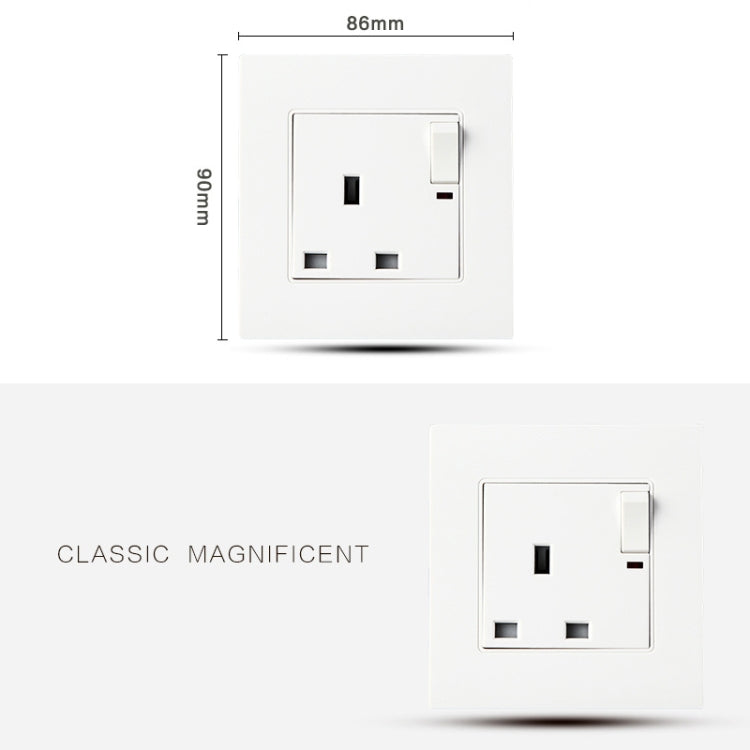 86 Type PC 13A Three Hole Power Socket with Light Switch, UK Plug – Durable Build, Easy to Use