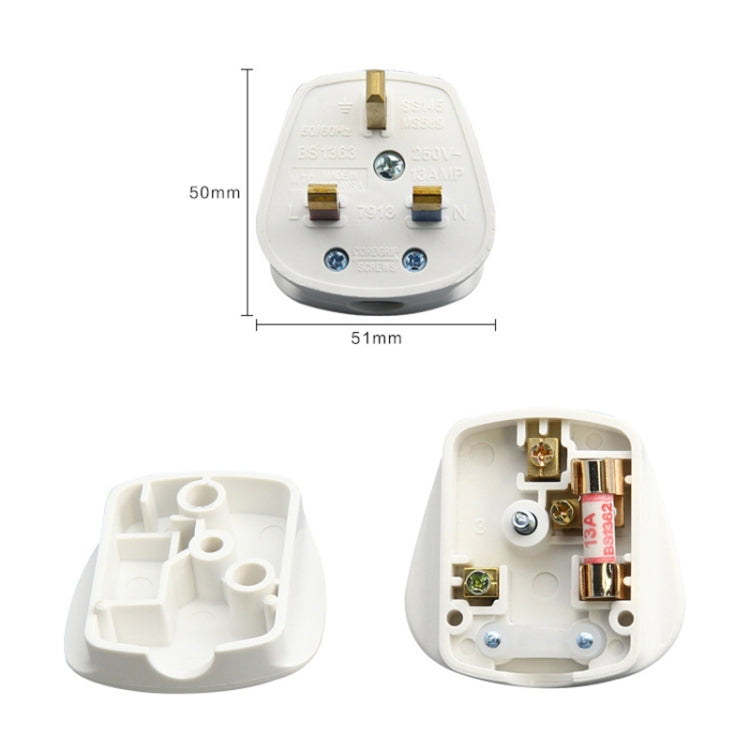 Three-pin 13A Power Wiring Plug With Fuse Tube, UK Plug – Durable Build, Easy to Use