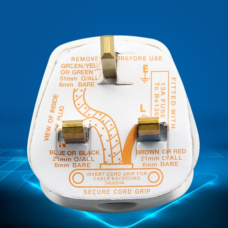 Three-pin 13A Power Wiring Plug With Fuse Tube, UK Plug – Durable Build, Easy to Use