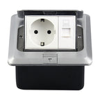 Hidden Pop-up Aluminum Alloy Computer Floor Socket with Cover Bottom Box, EU Plug Default Title