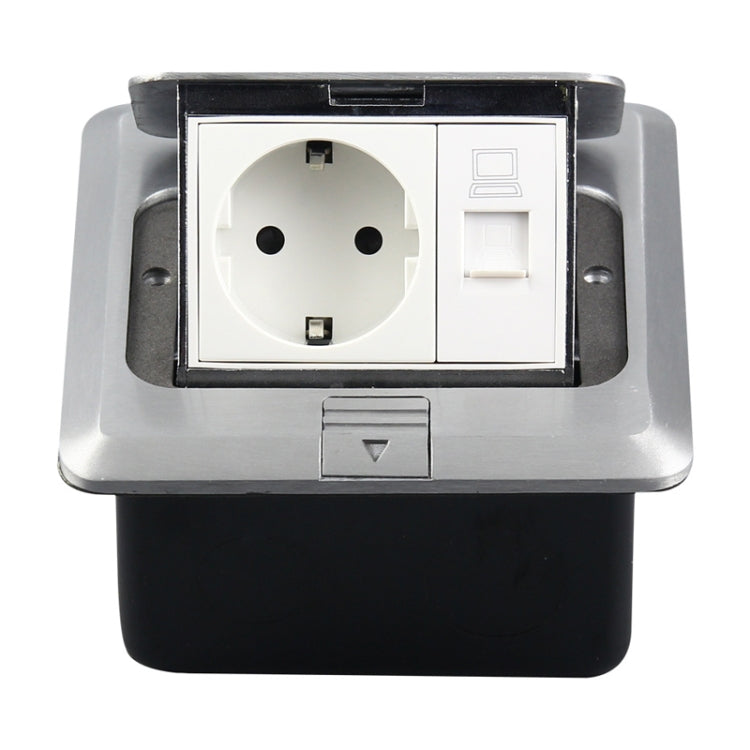Hidden Pop-up Aluminum Alloy Computer Floor Socket with Cover Bottom Box, EU Plug Default Title