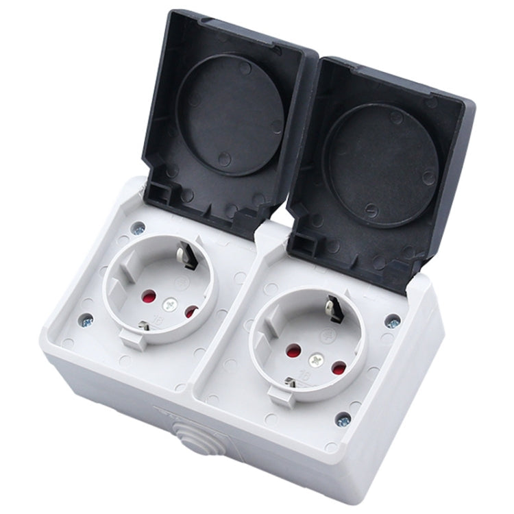 IP44 Waterproof Double-connection Socket with Cover, EU Plug Default Title