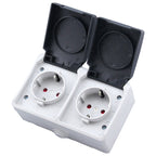 IP44 Waterproof Double-connection Socket with Cover, EU Plug Default Title