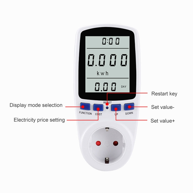 AC 230V 50Hz Max 16A LCD Display Energy Meter Watt Volt Voltage Power Analyzer Automatic Electricity Monitor Analyzer Power, EU Plug, AC 230V EU Plug – Durable Build, Easy to Use