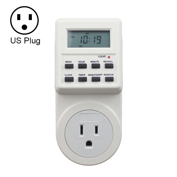 AC 120V Smart Home Plug-in LCD Display Clock Summer Time Function 12/24 Hours Changeable Timer Switch Socket, US Plug, AC 120V US Plug AC 120V US Plug