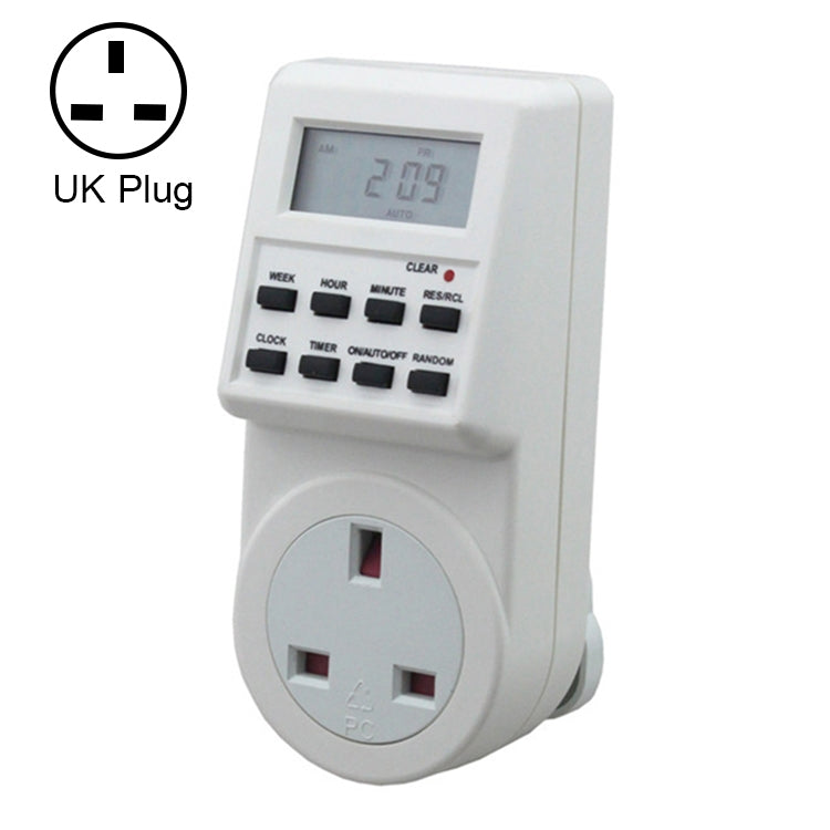 AC 230V Smart Home Plug-in LCD Display Clock Summer Time Function 12/24 Hours Changeable Timer Switch Socket, UK Plug, AC 230V UK Plug AC 230V UK Plug