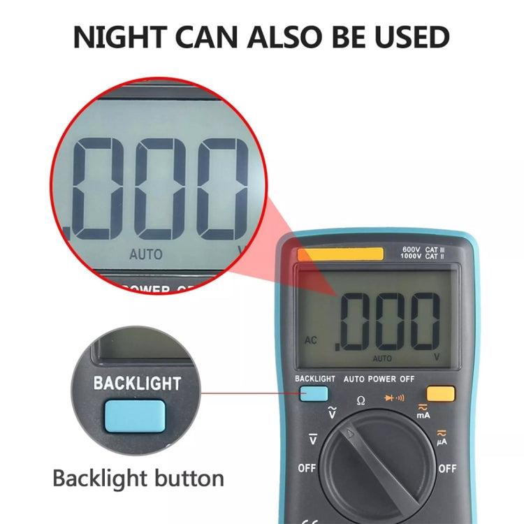 ZT98 CAT III 600V Portable Digital Multimeter 2000 Counts Back-light AC / DC Current Voltage Tester Meter with LCD Screen & Holder, ZT98