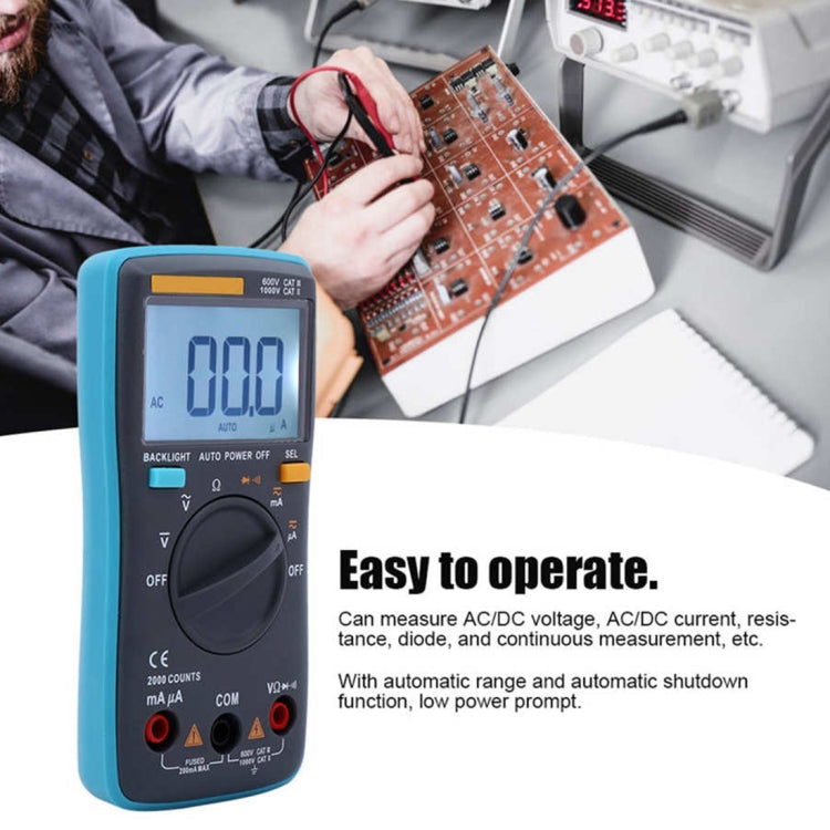 ZT98 CAT III 600V Portable Digital Multimeter 2000 Counts Back-light AC / DC Current Voltage Tester Meter with LCD Screen & Holder, ZT98