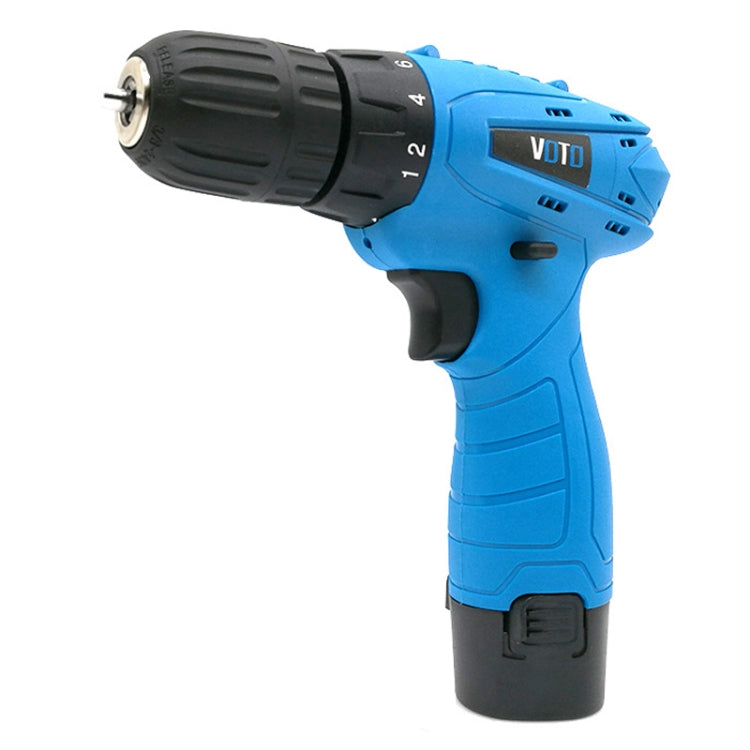 VOTO 12V Stepless Speed Regulation Rechargeable Hand Drill Set Electric Drill Power Tools with LED Light, AC 220V, US Plug, Random Color Delivery, 12V Single Speed Paper Box Package