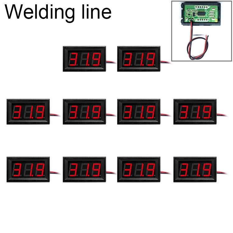10 PCS 0.56 inch 2 Welding Wires Digital Voltage Meter with Shell, Color Light Display, Measure Voltage: DC 4.5-30V Default Title