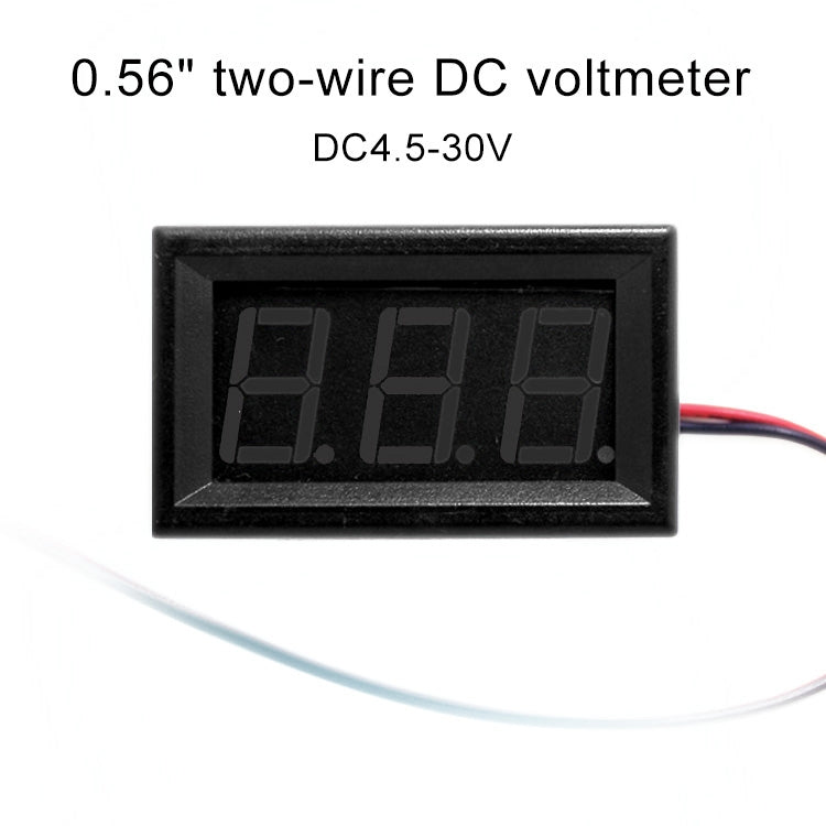 10 PCS 0.56 inch 2 Welding Wires Digital Voltage Meter with Shell, Color Light Display, Measure Voltage: DC 4.5-30V