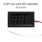 10 PCS 0.56 inch 2 Welding Wires Digital Voltage Meter with Shell, Color Light Display, Measure Voltage: DC 4.5-30V
