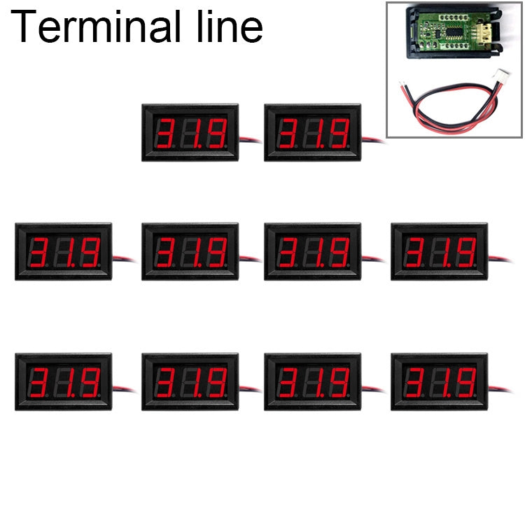 10 PCS 0.56 inch 3 Terminal Wires Digital Voltage Meter with Shell, Color Light Display, Measure Voltage: DC 0-100V Default Title