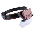 Multi-function Adjustable Maintenance Dentistry Reading Head Magnifier with 2 LED Light & 4 Lenses (1.7X, 2X, 2.5X, 4X), 5 Lens 1.0X-3.5X (Black)