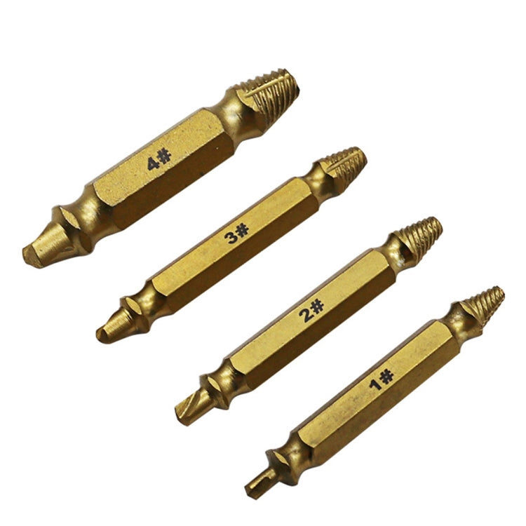 4 in 1 Screw Extractor Drill Bits Tool Broken Bolt Remover(1#, 2#, 3#, 4#), with Plastic Case, Gold s2, Gold 4341, 4341, s2 Gold s2 ETP2584A