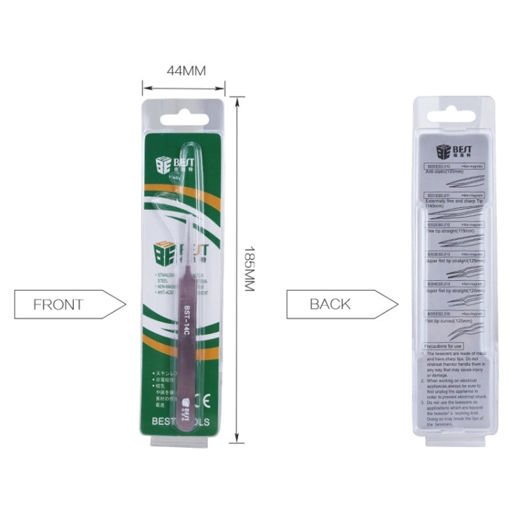 BEST BST-17C Newest Extra Long Precision Stainless Steel Eyelash Extension Volume Tweezers, BST-17C