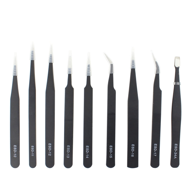 JIAFA JF-8118 9 in 1 Anti-static Precision Tweezers Set with Bag, JF-8118 – Durable Build, Easy to Use JF-8118