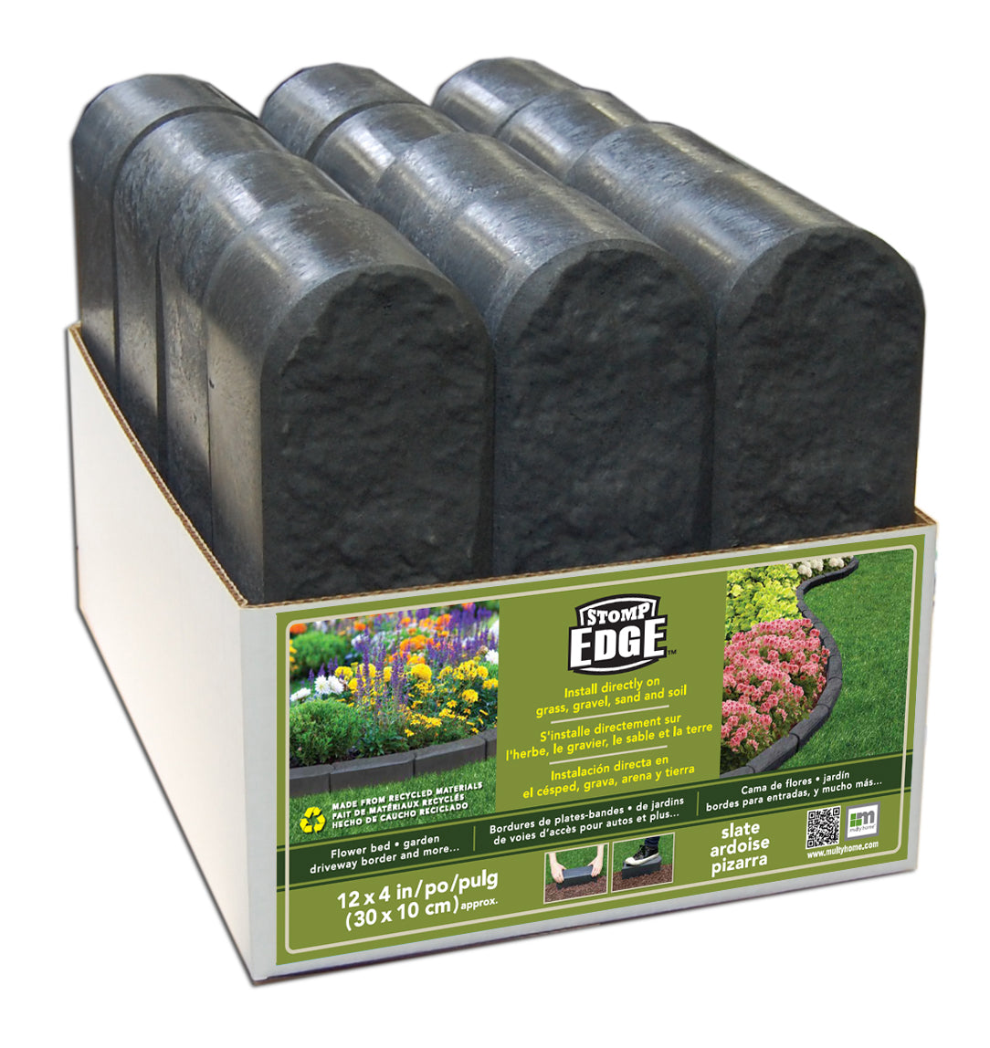 Garden Edging Stomp Edge Border - Graphite Pack of 12