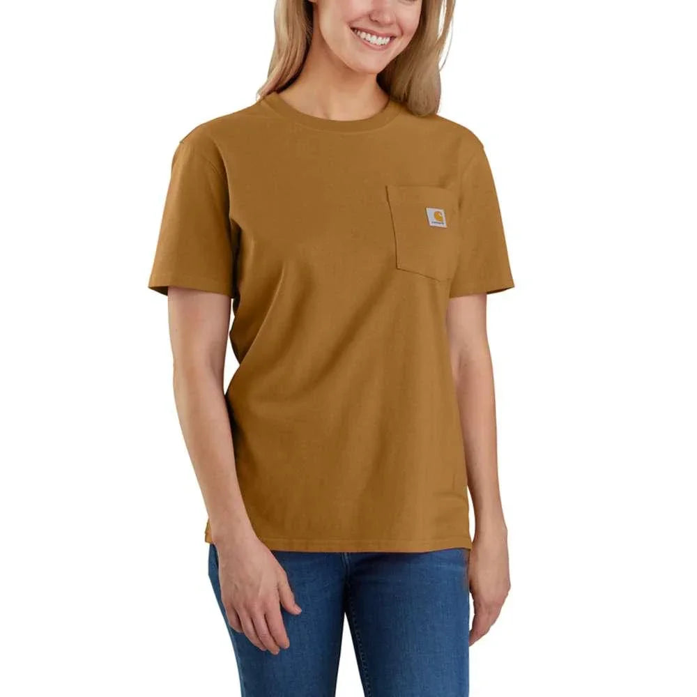 Carhartt 103067 Women's Loose Fit Heavyweight Short Sleeve K87 Pocket T-Shirt CARHARTT BROWN