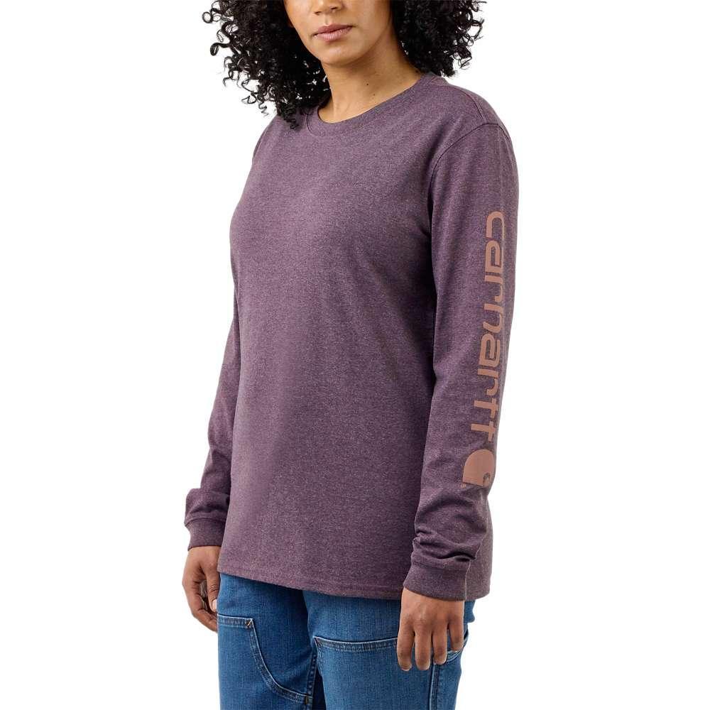 Carhartt 103401 Womens Loose Fit Heavyweight Long Sleeve Graphic T-Shirt BLACKBERRY HEATHER