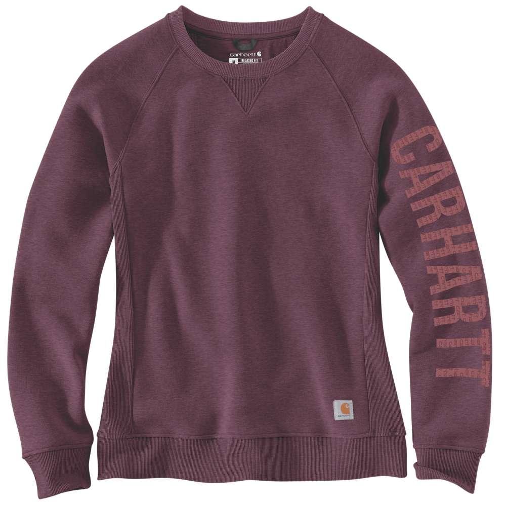 Carhartt 104410 Women's Relaxed Fit Midweight Crew Neck Logo Sweatshirt Fleece