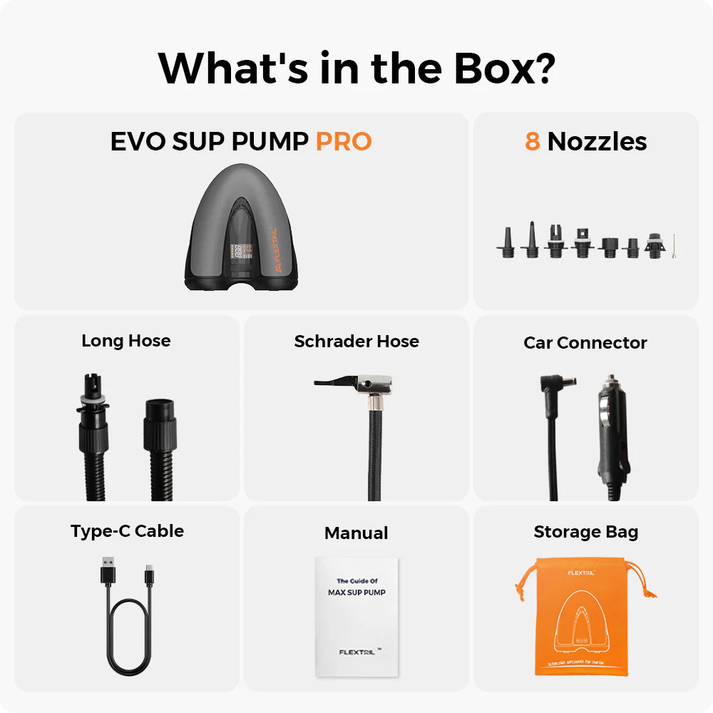 Flextail Gear EVO SUP PUMP PRO -45PSI & 8000mAh Built-in Battery SUP & Tire Pump