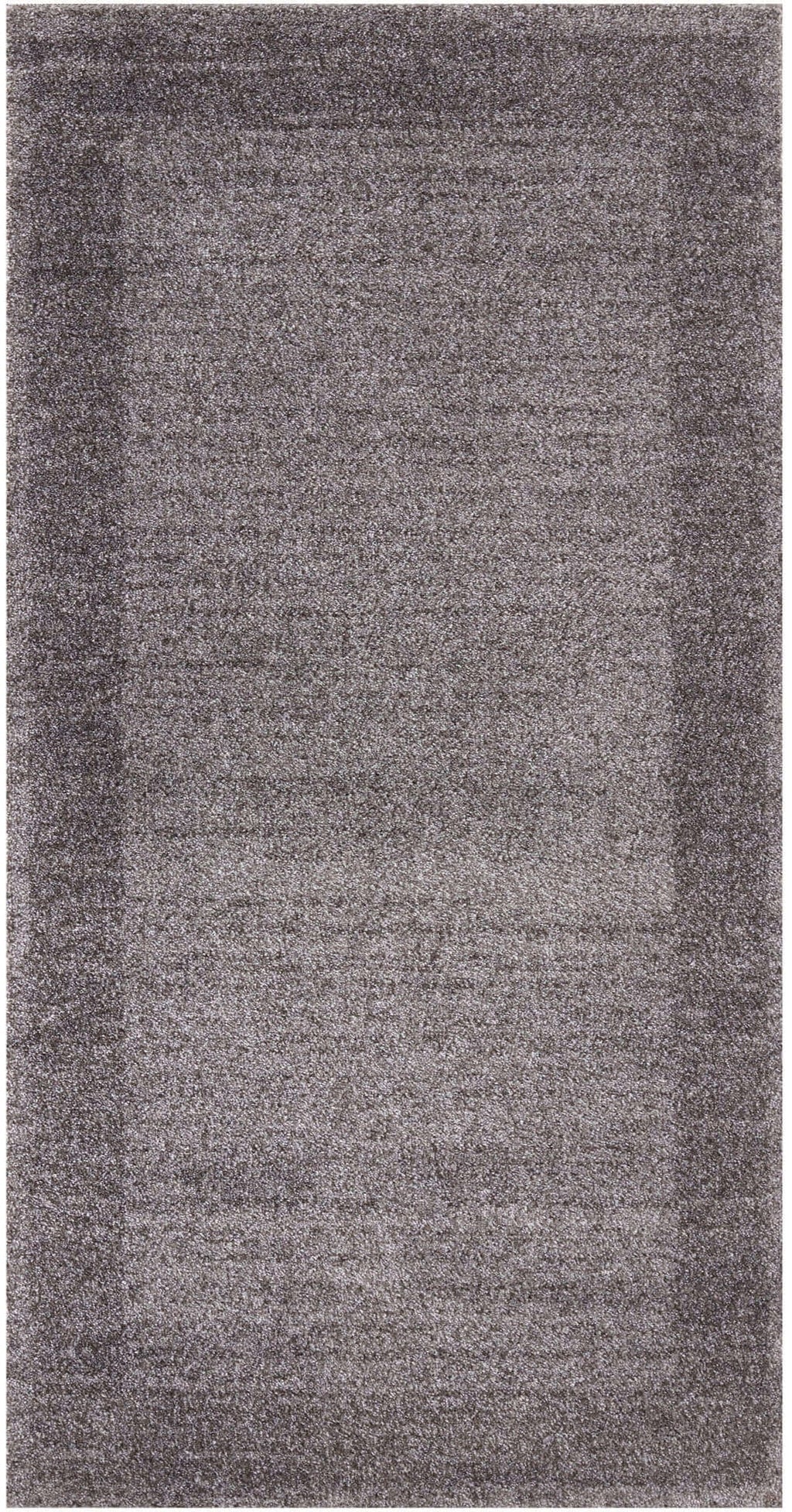 Modern Grey Geometric Border Rug