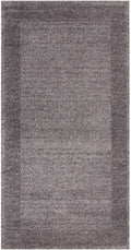 Modern Grey Geometric Border Rug