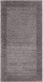 Modern Grey Geometric Border Rug