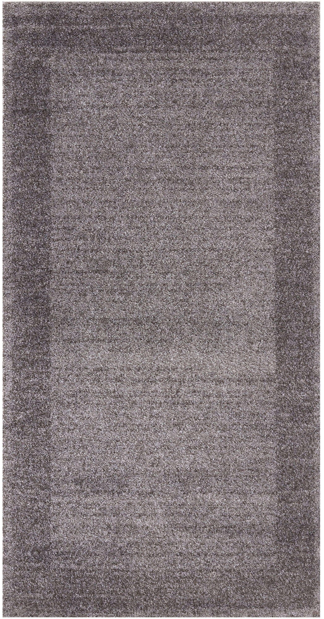 Modern Grey Geometric Border Rug