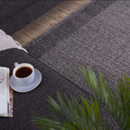 Modern Grey Geometric Border Rug