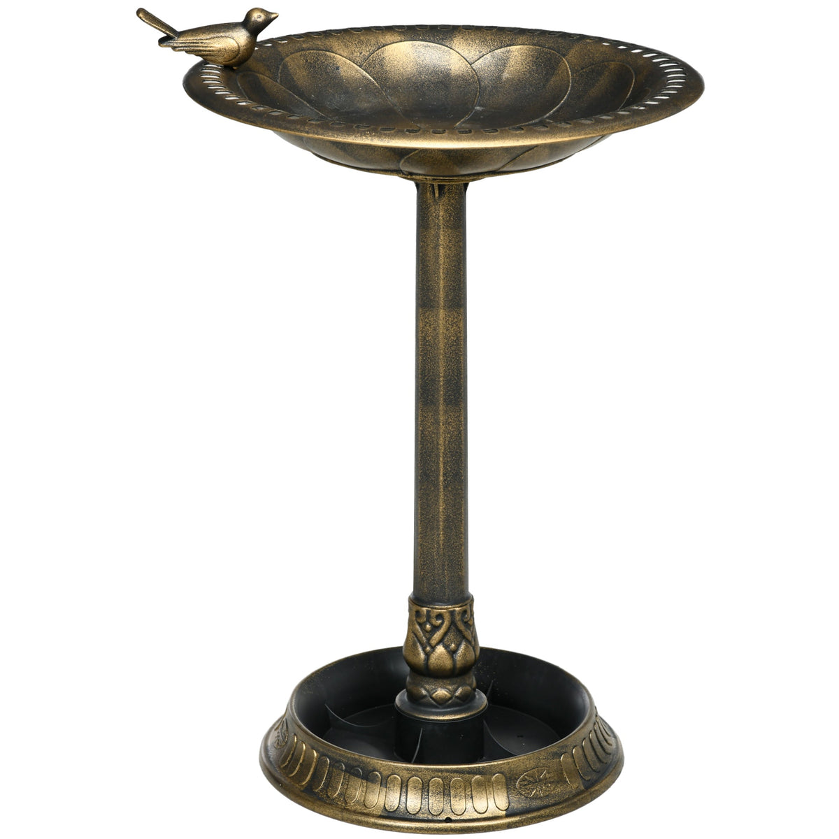 72cm Tall Bird Bath with Bird Decoration for Garden, Bronze Tone