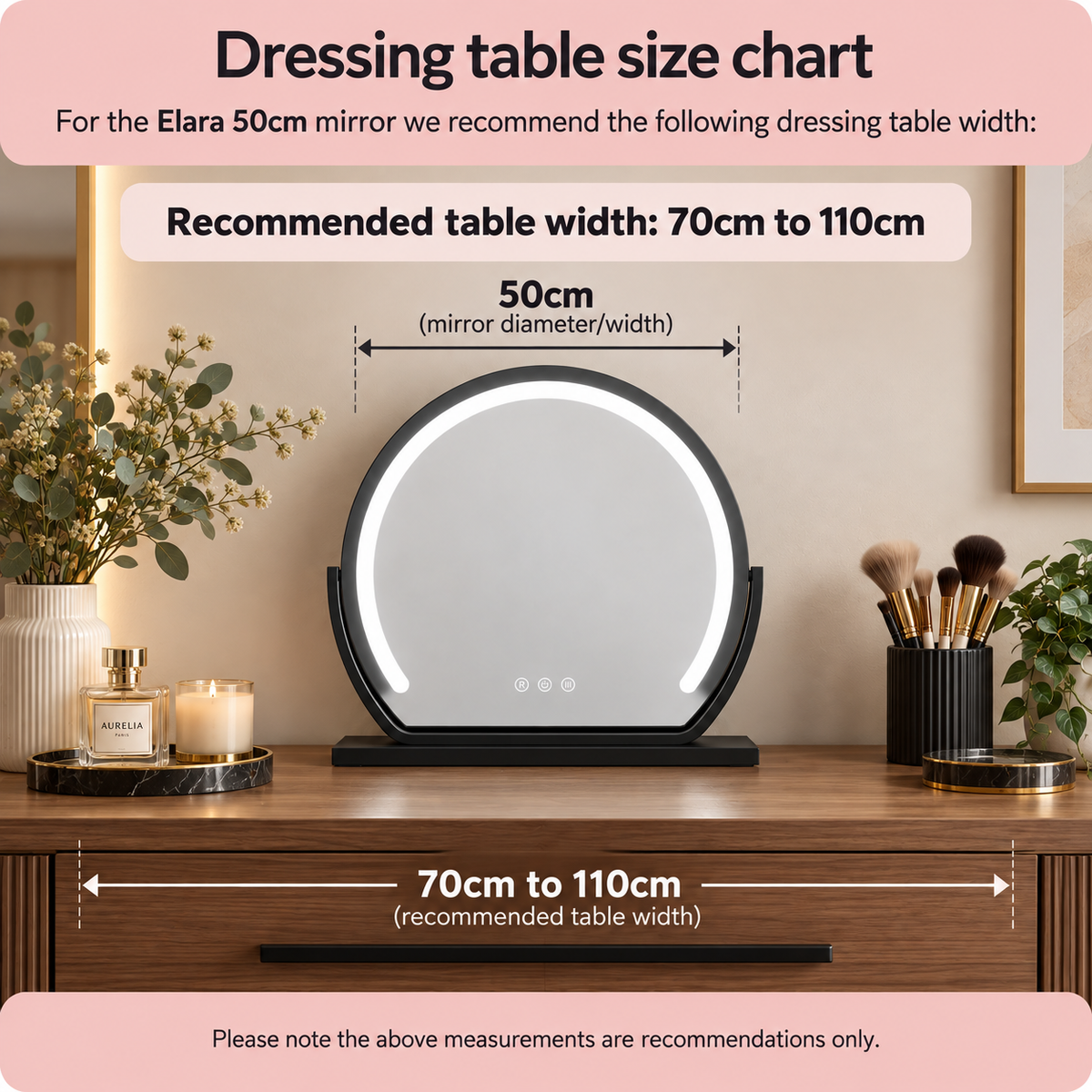 Vanity Face LED Mirror Black