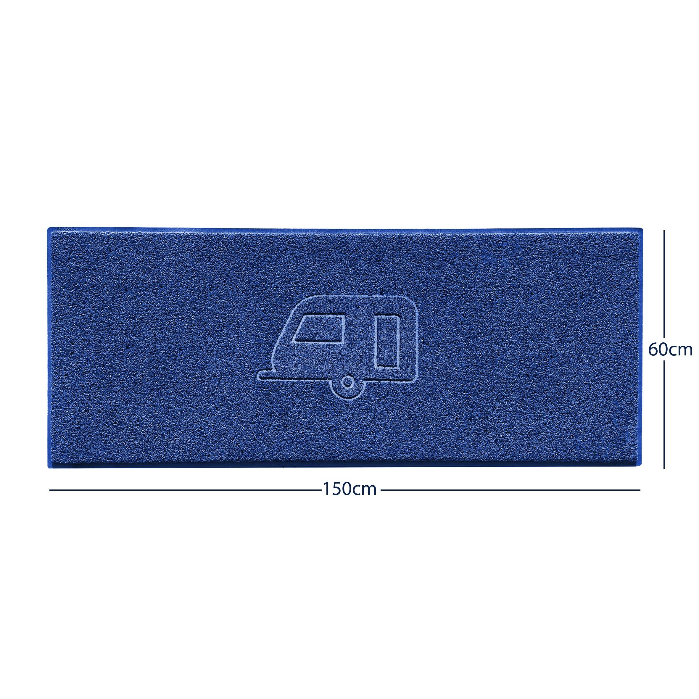 Caravan Embossed Spaghetti Doormat Blue 150cm x 60cm Yes (Suitable for Indoors)