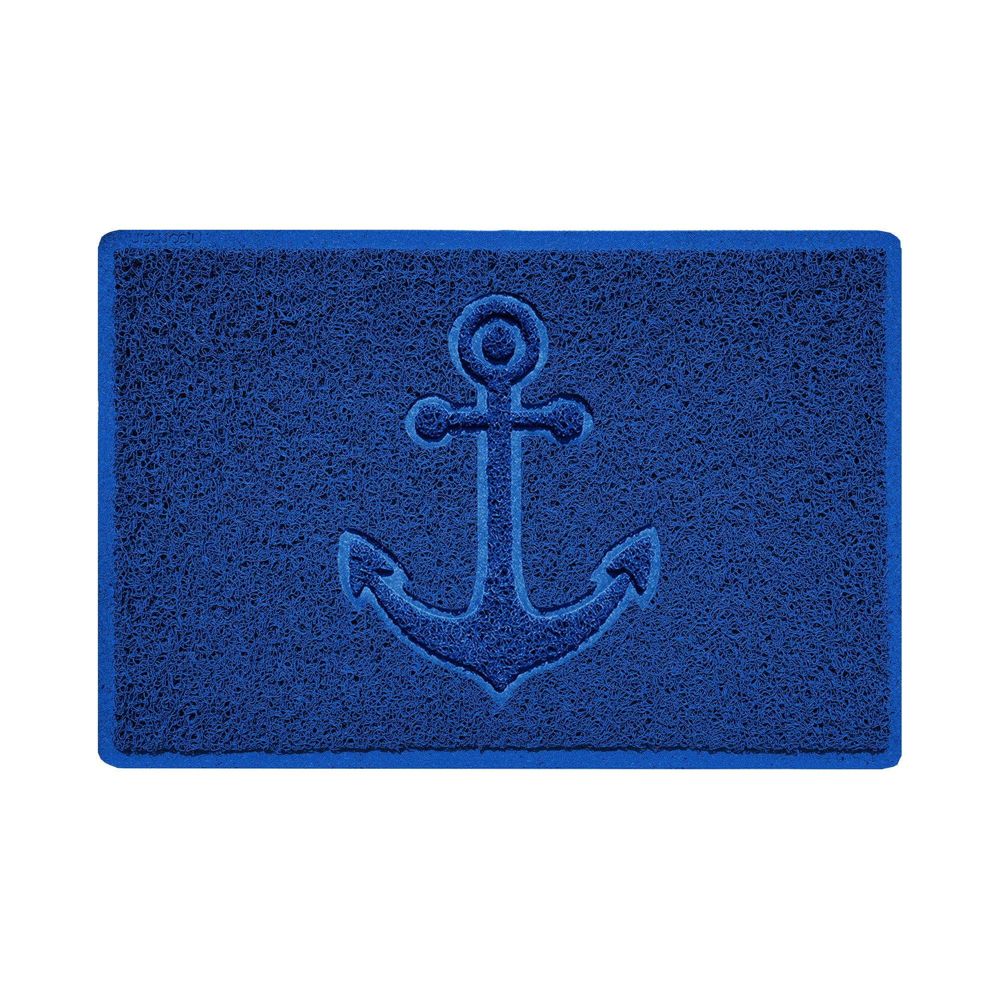 "Anchors Away" Grey Spaghetti Door Mat Blue 60cm x 40cm Yes (Suitable for Indoors)