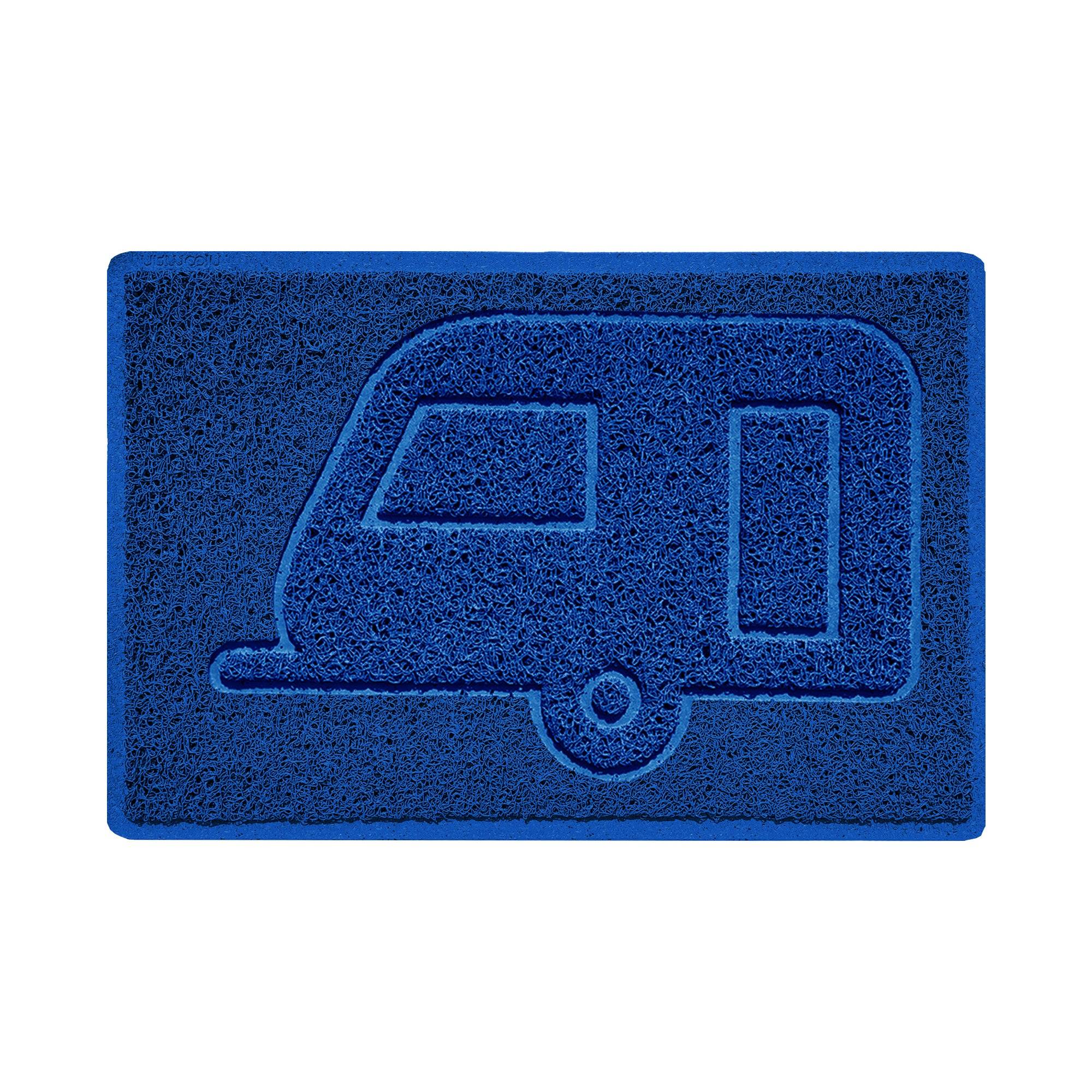 Caravan Embossed Spaghetti Doormat Blue 60cm x 40cm Yes (Suitable for Indoors)