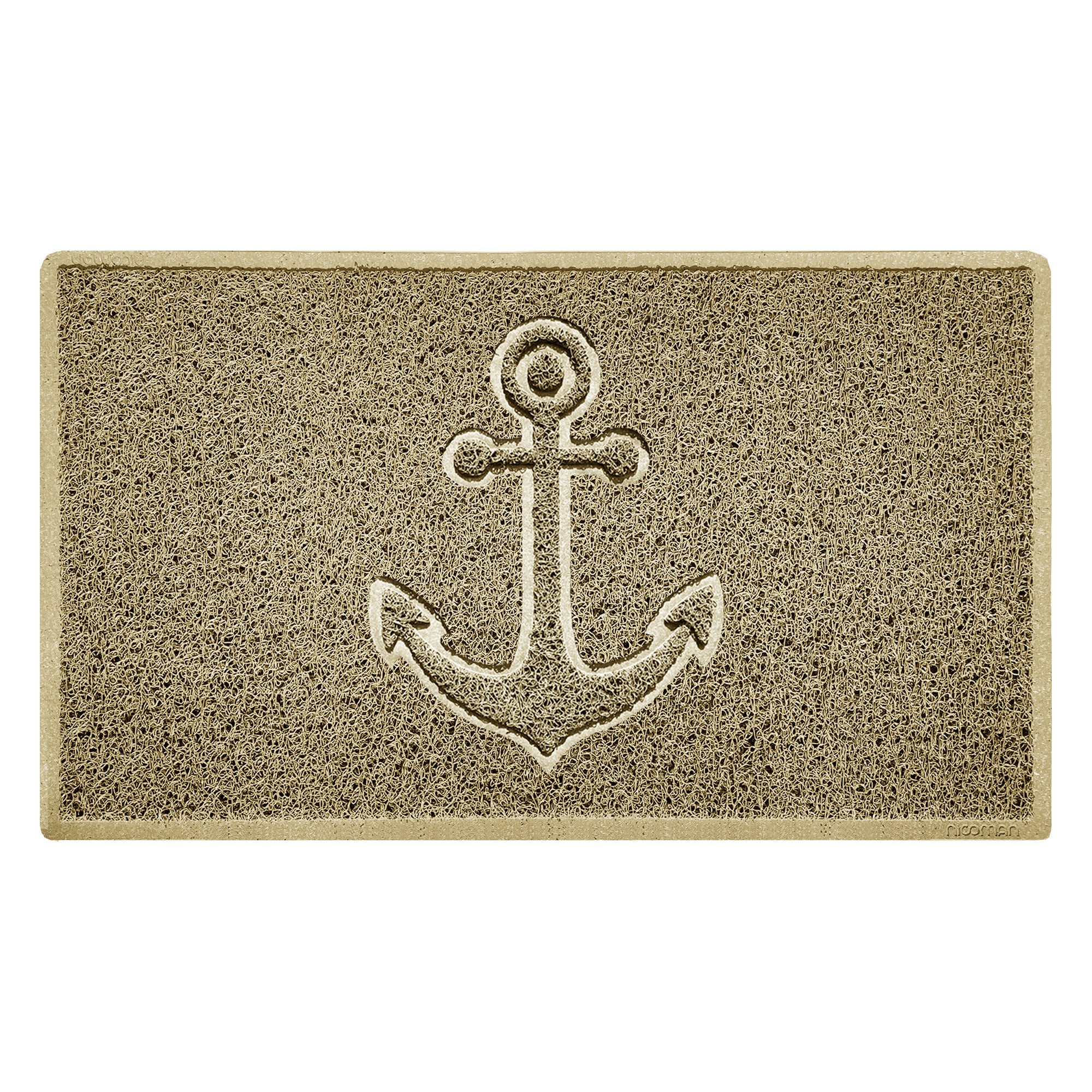 "Anchors Away" Grey Spaghetti Door Mat Beige 75cm x 44cm Yes (Suitable for Indoors)